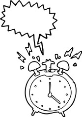 freehand drawn speech bubble cartoon ringing alarm clock