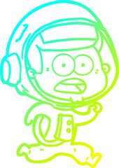 cold gradient line drawing of a cartoon surprised astronaut