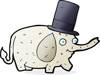cartoon elephant wearing top hat