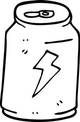 line drawing cartoon can of energy drink