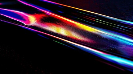 abstract colorful holographic reflective chrome on black background