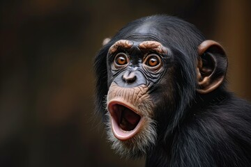 Aghast Ape shocked expression. Asia wild food. Generate Ai