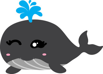 cute whale cartoon, sea animal