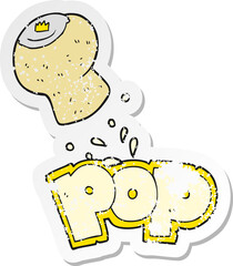 retro distressed sticker of a cartoon champagne cork popping