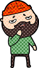 cartoon worried man with beard
