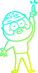 cold gradient line drawing of a cartoon bearded man
