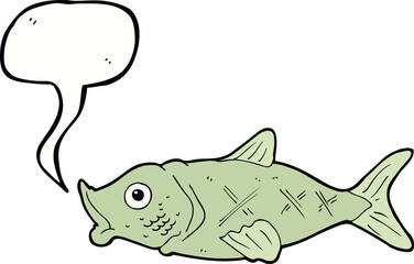 cartoon fish with speech bubble
