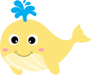 cute whale cartoon, sea animal