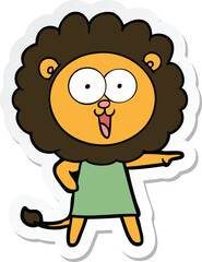 sticker of a happy cartoon lion