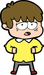 cartoon exhausted boy