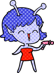 cartoon alien girl laughing