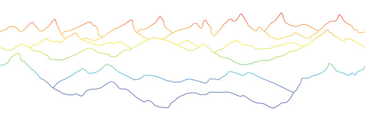 Colored curved lines on a white background, imitation of mountain ranges, vector design, minimalism	