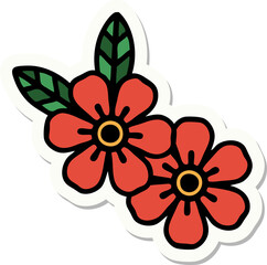 sticker of tattoo in traditional style of flowers