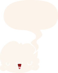 cute cartoon cloud with speech bubble in retro style