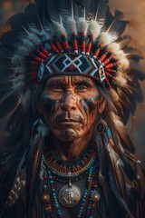Portrait of a Native American in Traditional Regalia