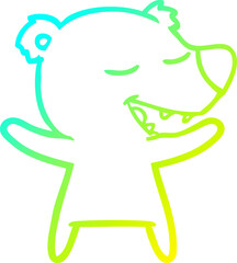 cold gradient line drawing of a cartoon bear