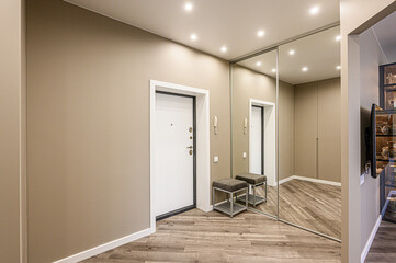 standard room interior apartment. room doors, renovation corridor lobby entrance hall