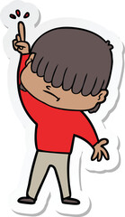 sticker of a cartoon boy with untidy hair