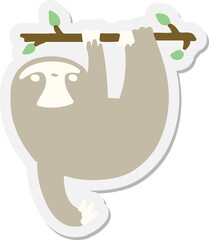 sloth hanging from branch sticker