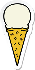 sticker of a quirky hand drawn cartoon vanilla ice cream cone