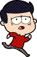 cartoon tired man