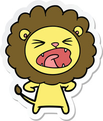 sticker of a cartoon angry lion