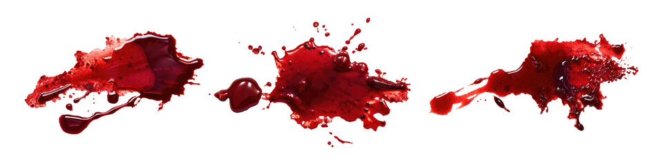 Set of blood stains and drops isolated on transparent background. - 775871858