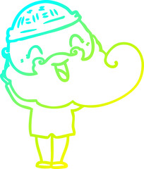 cold gradient line drawing of a happy bearded man