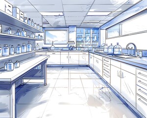 Pristine Laboratory Environment with Clean and Precise Background for Scientific and Medical Product