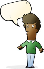 cartoon startled man with speech bubble
