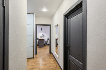 standard room interior apartment. room doors, renovation corridor lobby entrance hall