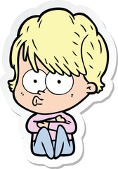 sticker of a cartoon woman