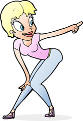 cartoon pretty woman pointing