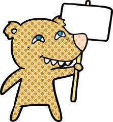 bear cartoon chraracter with protest sign