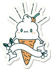 sticker of a tattoo style ice cream character
