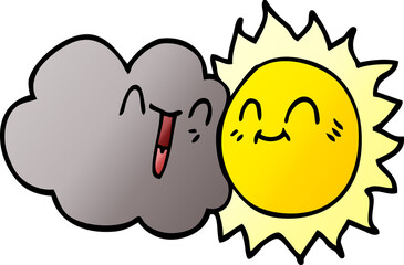 cartoon doodle happy sun and cloud