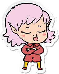 sticker of a pretty cartoon elf girl