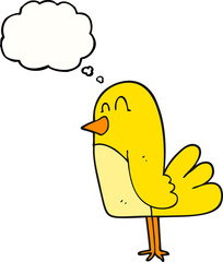 freehand drawn thought bubble cartoon bird