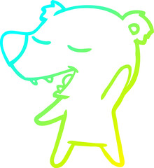 cold gradient line drawing of a cartoon bear
