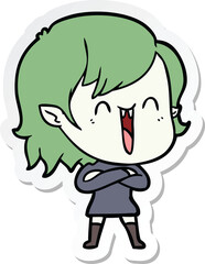 sticker of a cute cartoon happy vampire girl