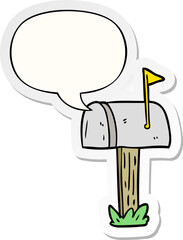 cartoon mailbox with speech bubble sticker