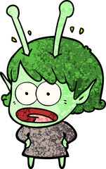 cartoon shocked alien girl