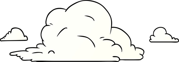 hand drawn gradient cartoon doodle of white large clouds