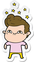 sticker of a cartoon excited man