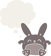 cartoon rabbit with thought bubble in retro style