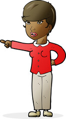 cartoon woman pointing finger of blame