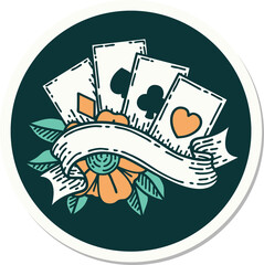 sticker of tattoo in traditional style of cards and banner