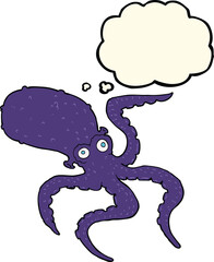 cartoon octopus with thought bubble