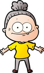 cartoon happy old woman