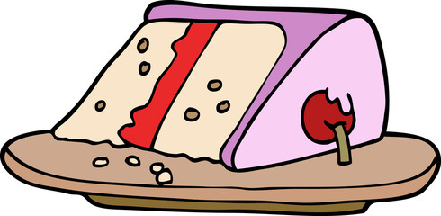 cartoon doodle slice of cake